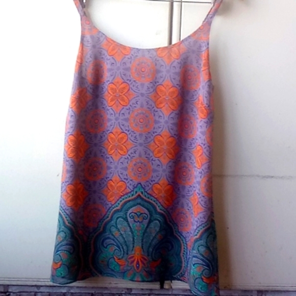 CABI arabesque orange Blue Brown Moroccan print spaghetti strap blouse cami  XS - Picture 4 of 12